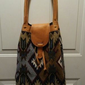 Great Vintage Carpet Bag Big Boho Aztec Print